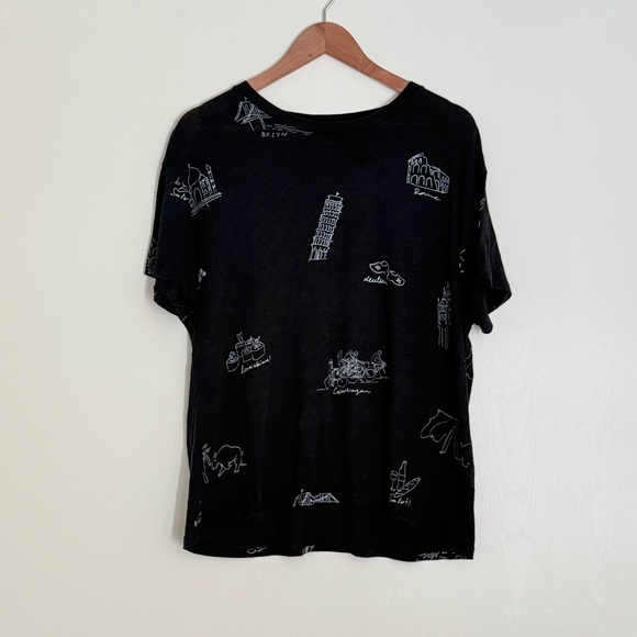 J. Crew Black T-Shirt with White Logo - Picture 1 of 5